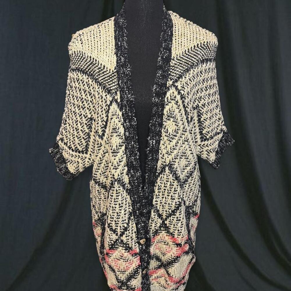 Cream and black crochet‎ cardigan